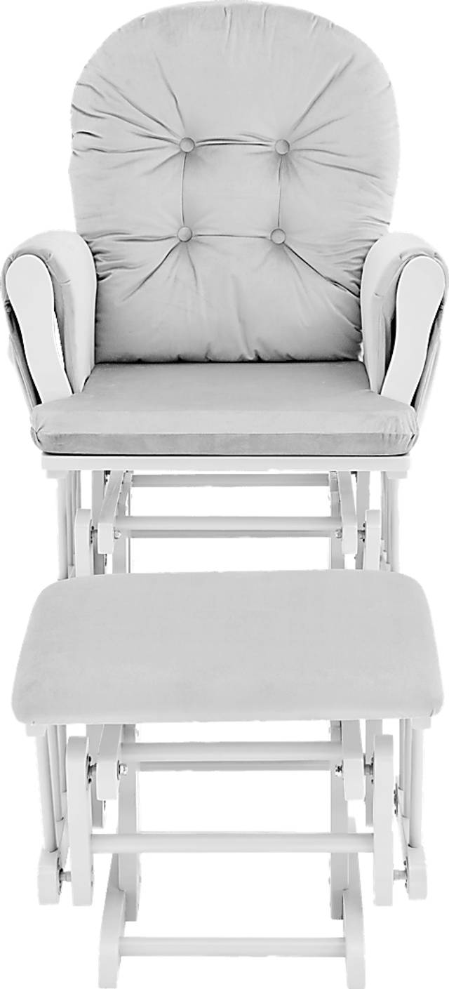Baby Cache Coletta Light Gray-White Glider and Ottoman - Thumbnail - Image 2