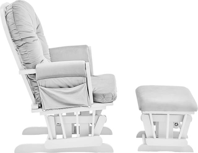 Baby Cache Coletta Light Gray-White Glider and Ottoman - Thumbnail - Image 3