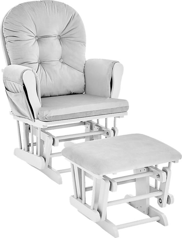 Baby Cache Coletta Light Gray-White Glider and Ottoman - Thumbnail - Image 1