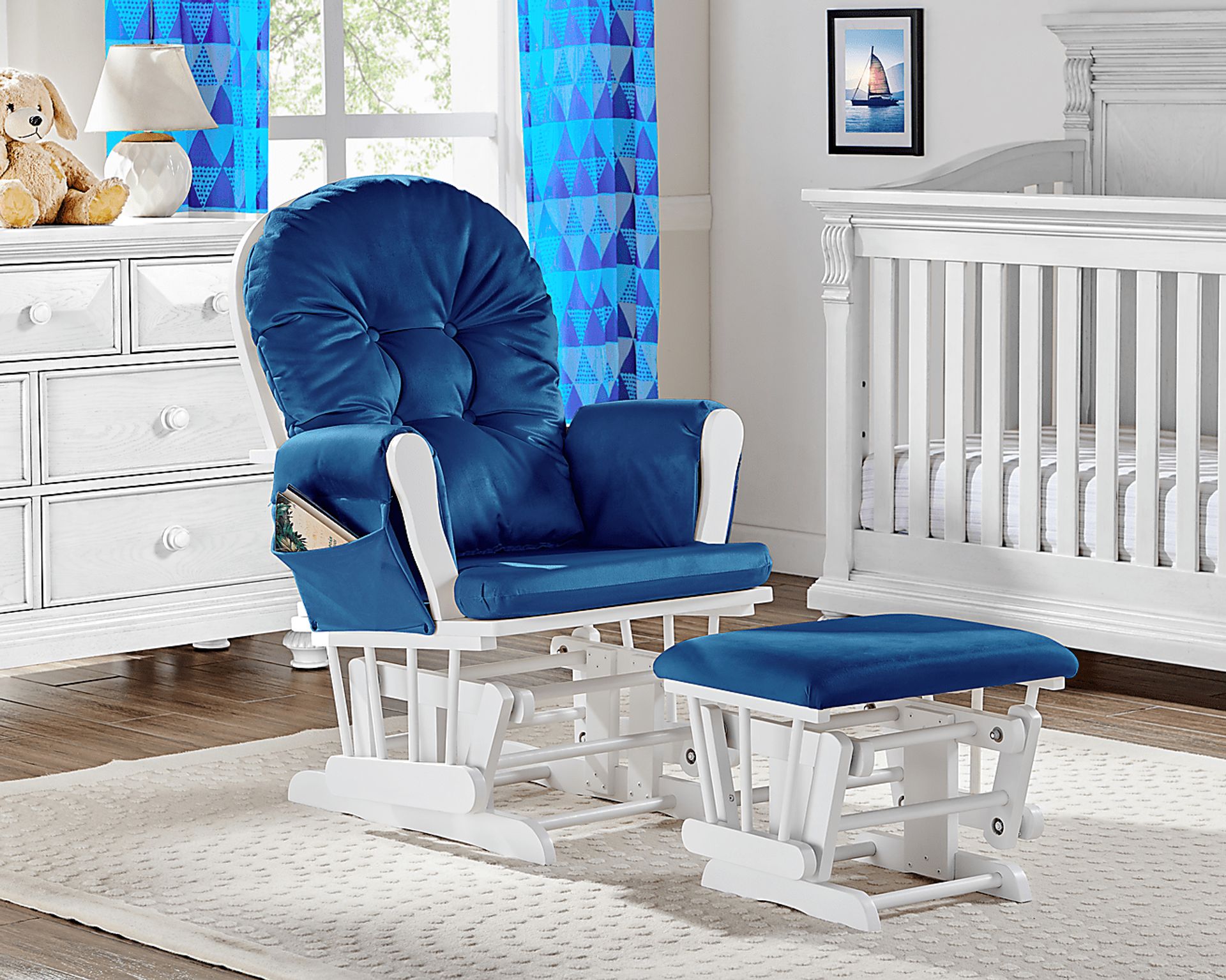 Baby Cache Coletta Navy Glider and Ottoman - Image 2