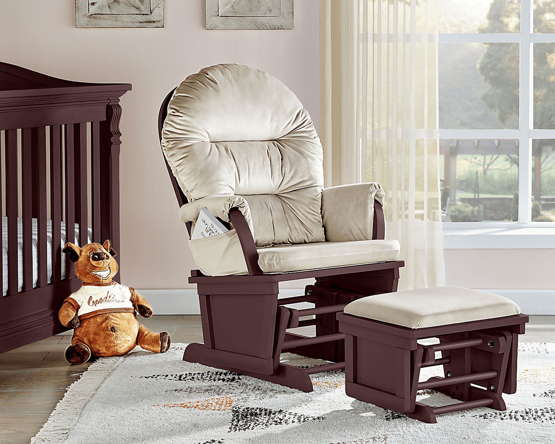 Nursery Faolan Beige Glider and Ottoman - Image 3