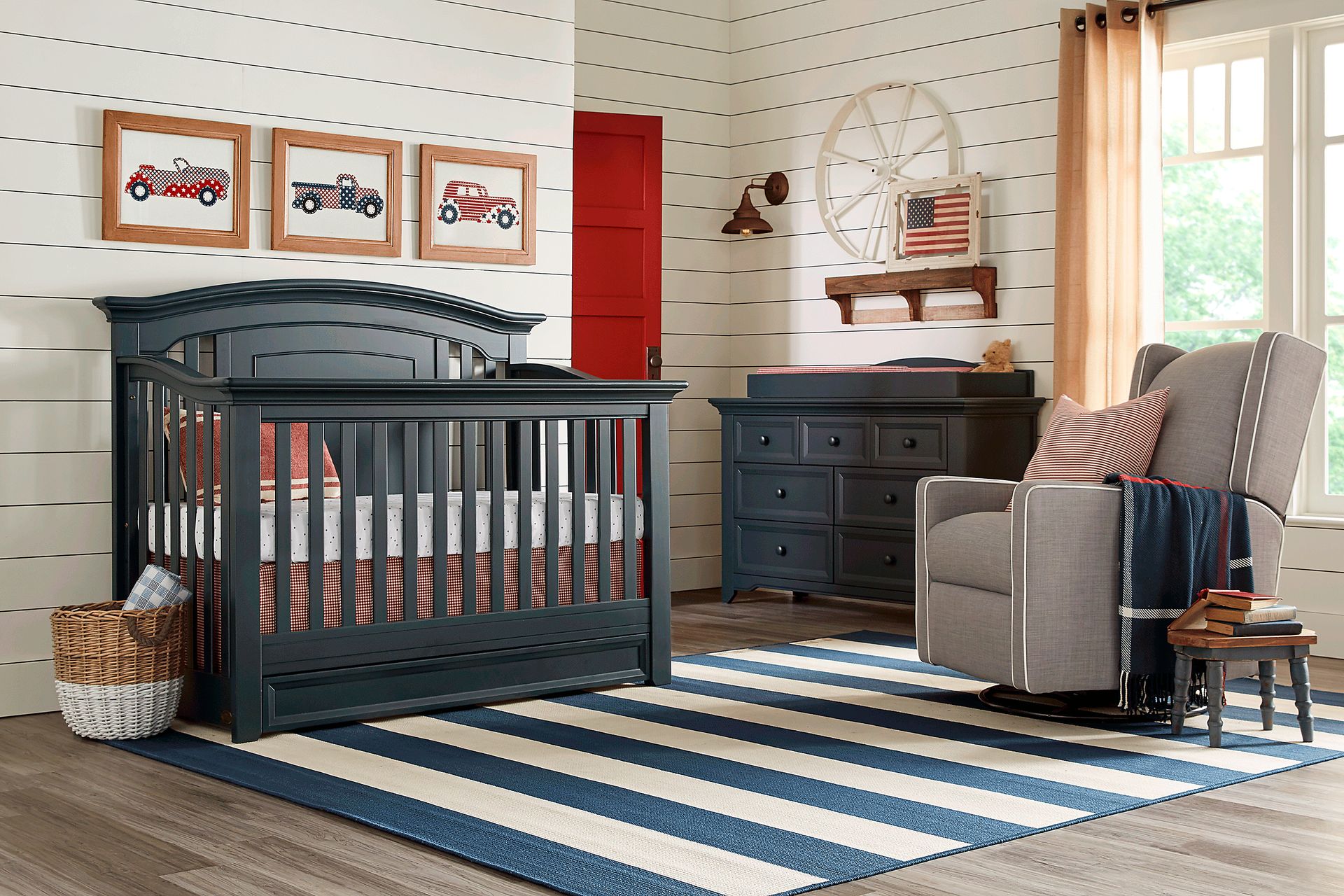 Baby Cache Harborbridge Navy 5 Pc Nursery with Toddler Rails - Image 1