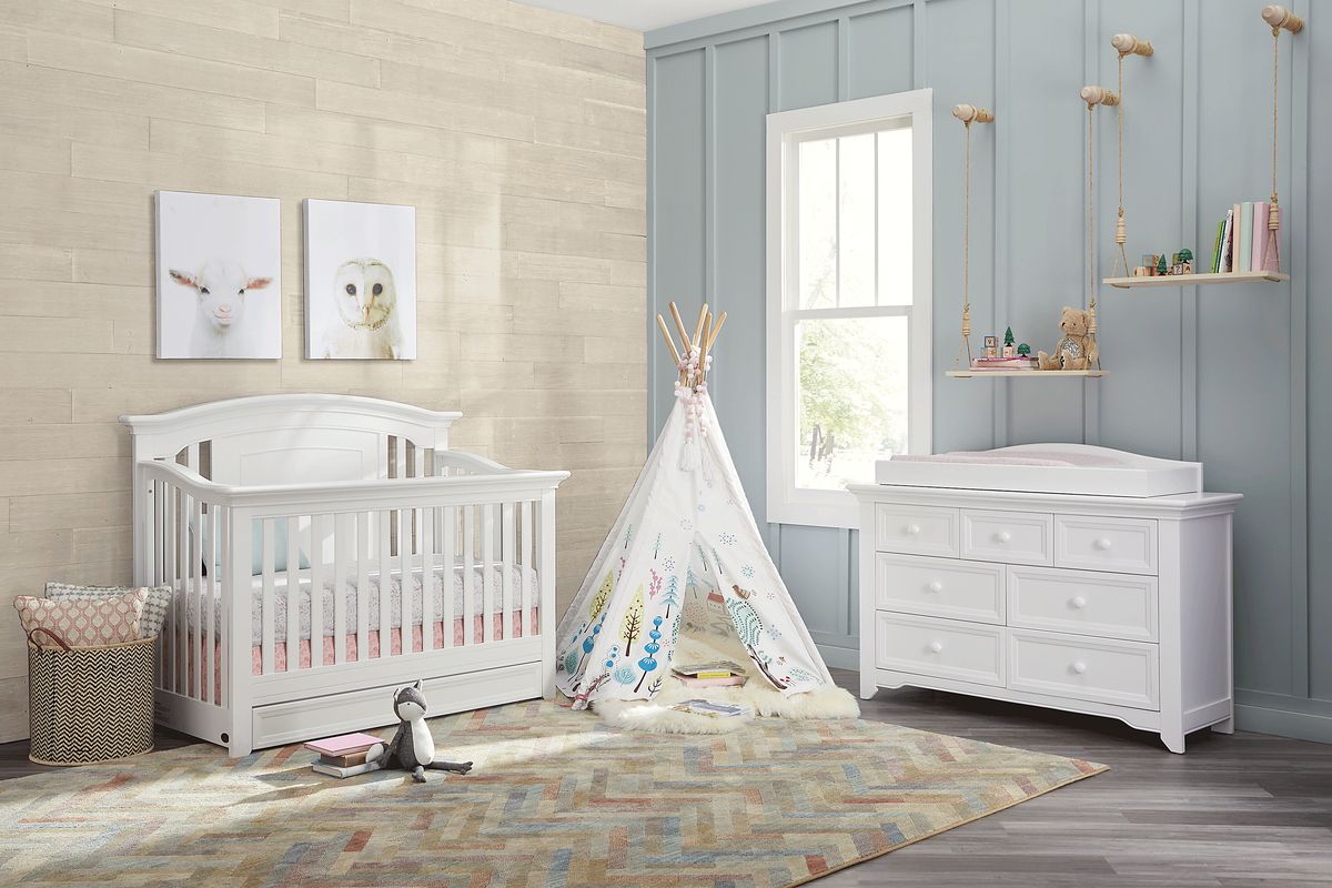Harborbridge 4 Pc White Colors,White Bedroom Set With Crib, Dresser