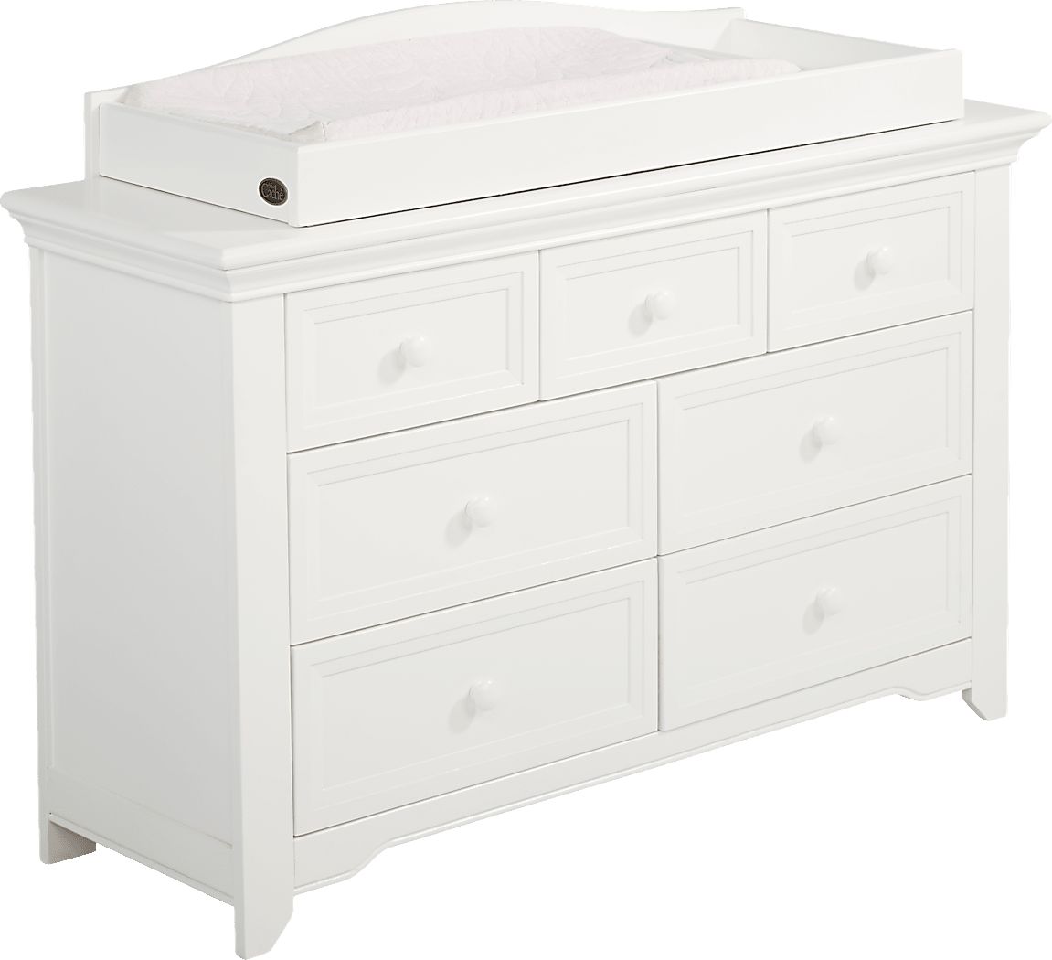 Baby Cache Harborbridge White Dresser with Changing Topper and Pad Rooms To Go