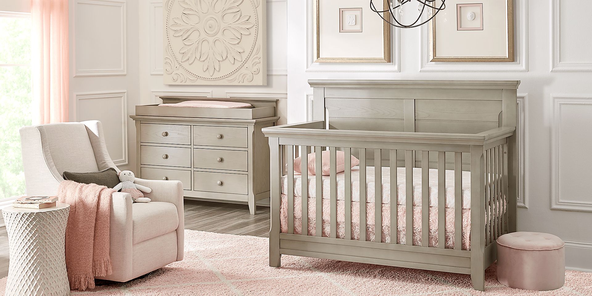Baby Cache Overland Point Gray 5 Pc Nursery with Toddler Rails - Image 1