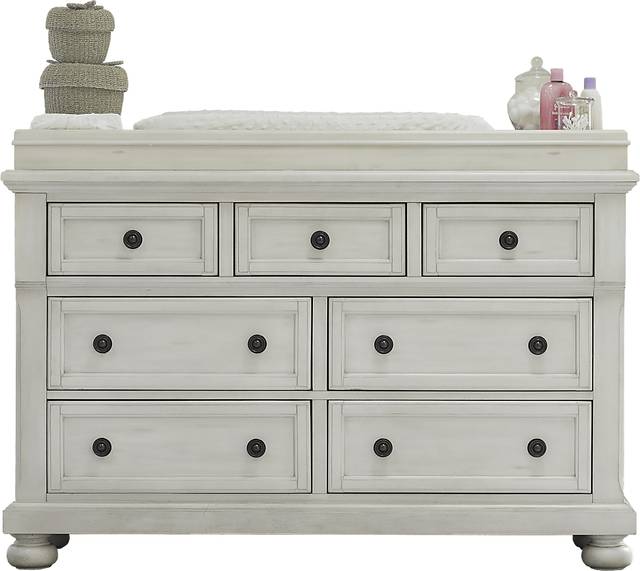 Baby Cache Prestcott Antique White Dresser with Changing Topper and Pad - Thumbnail - Image 1