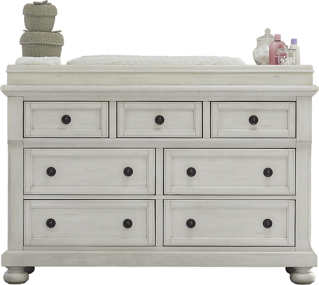 Baby Cache Prestcott Antique White Dresser with Changing Topper and Pad