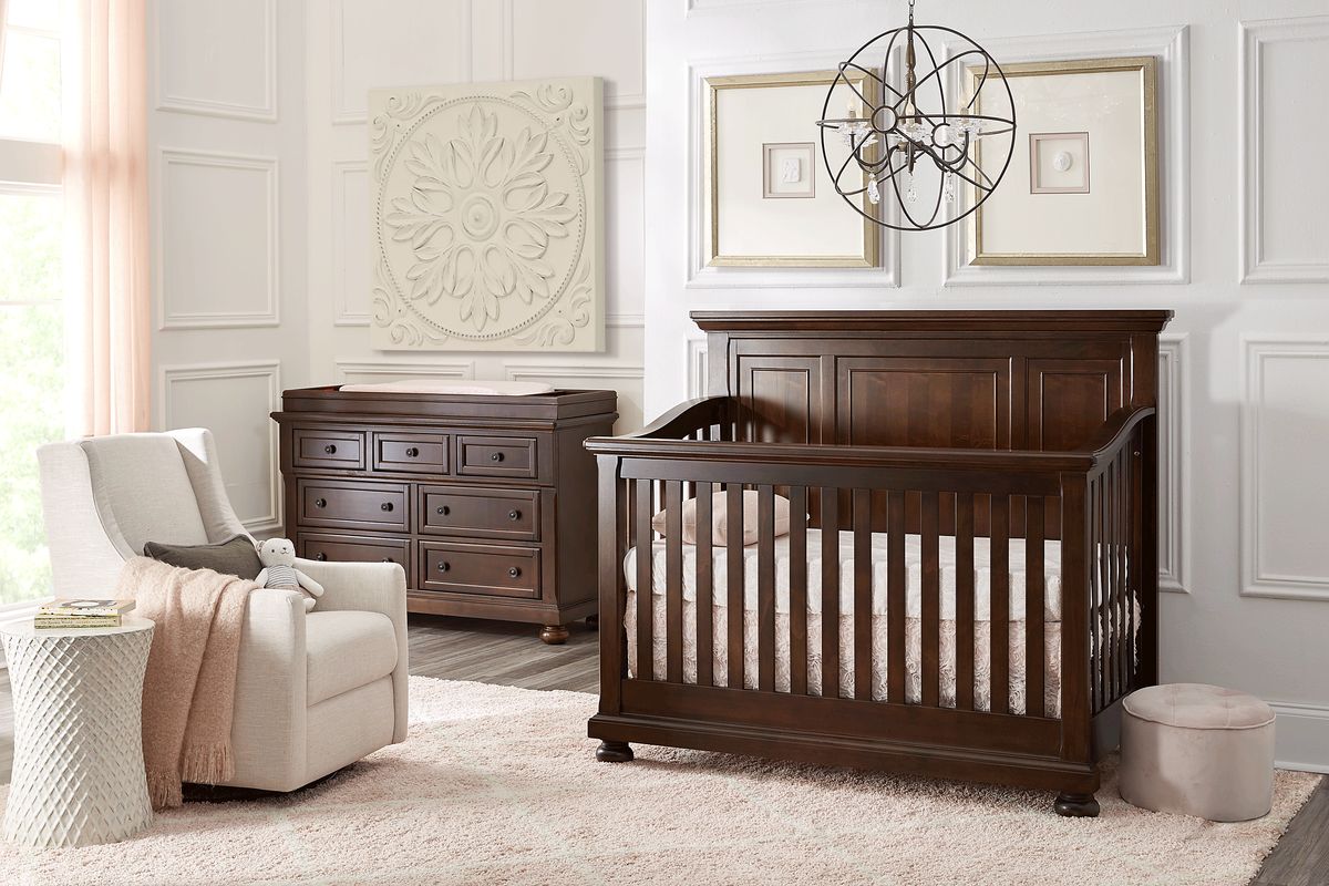 Prestcott 4 Pc Rosewood Bedroom Set With Dresser & Changing Set, Crib ...