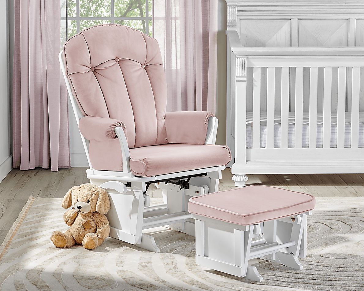 Baby Cache Vanya Pink Glider and Ottoman Rooms To Go