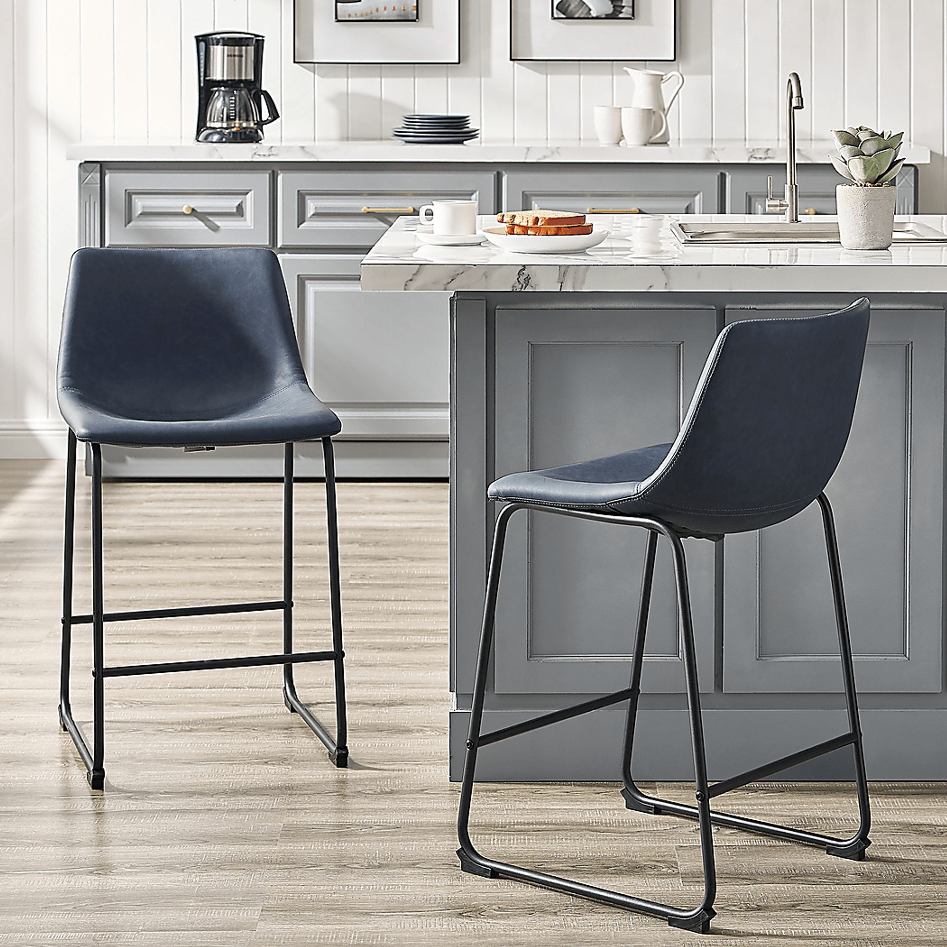 Badenoch Navy Counter Height Stool, Set of 2 - Image 3