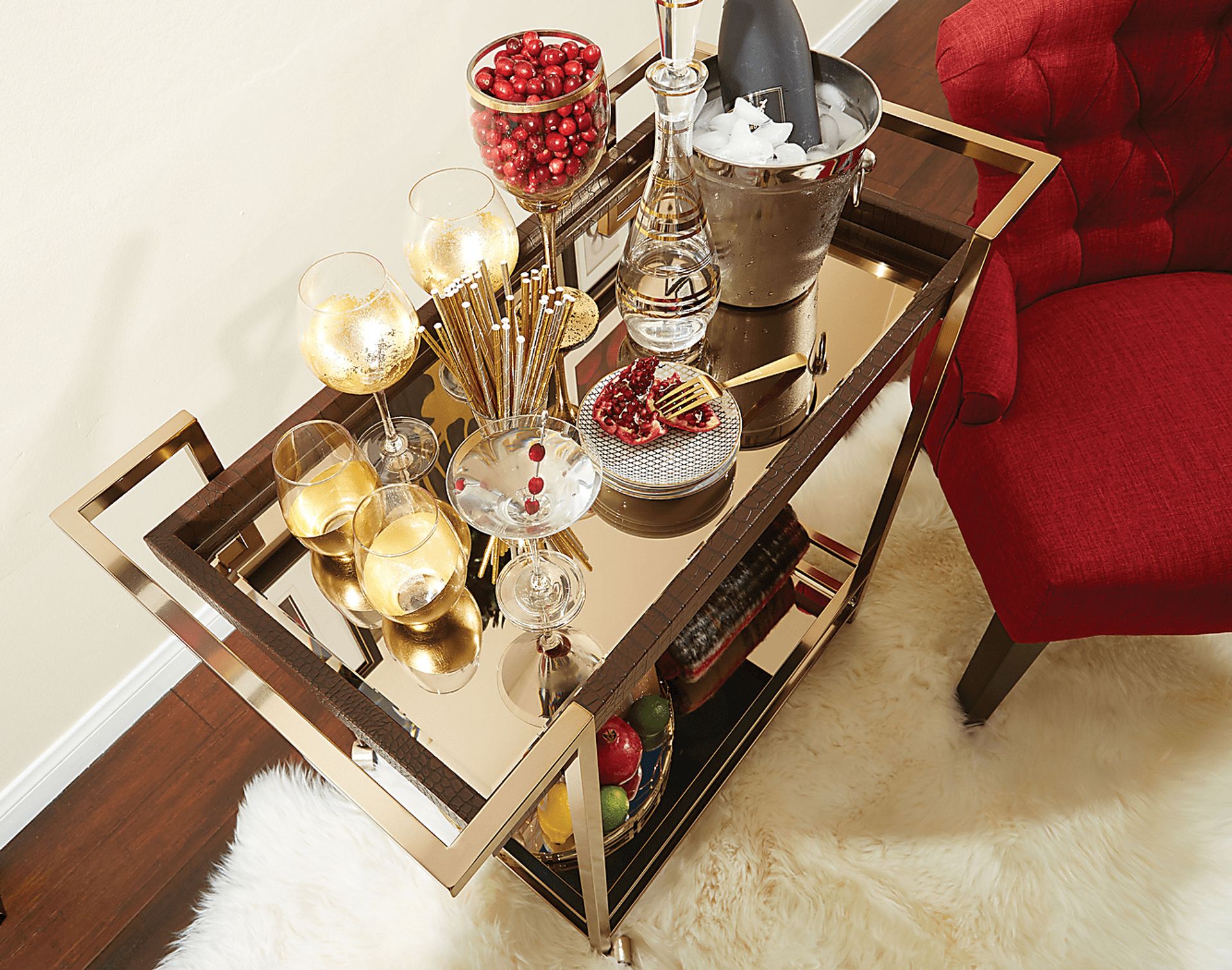 Baffeton White Bar Cart - Image 2