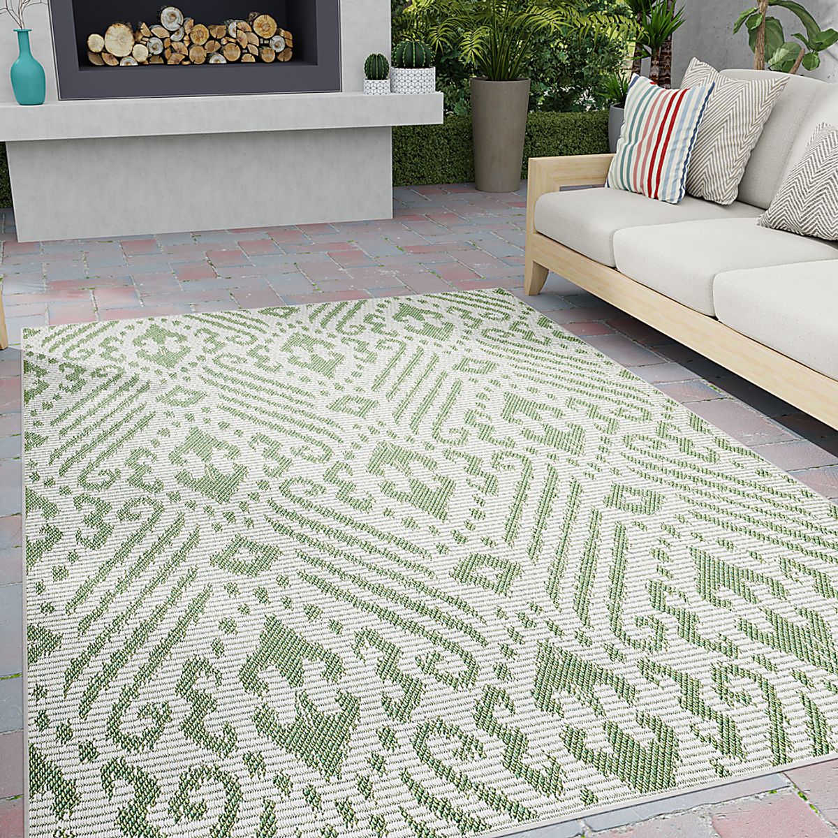 Bahart Green Outdoor Rugs | Rooms to Go