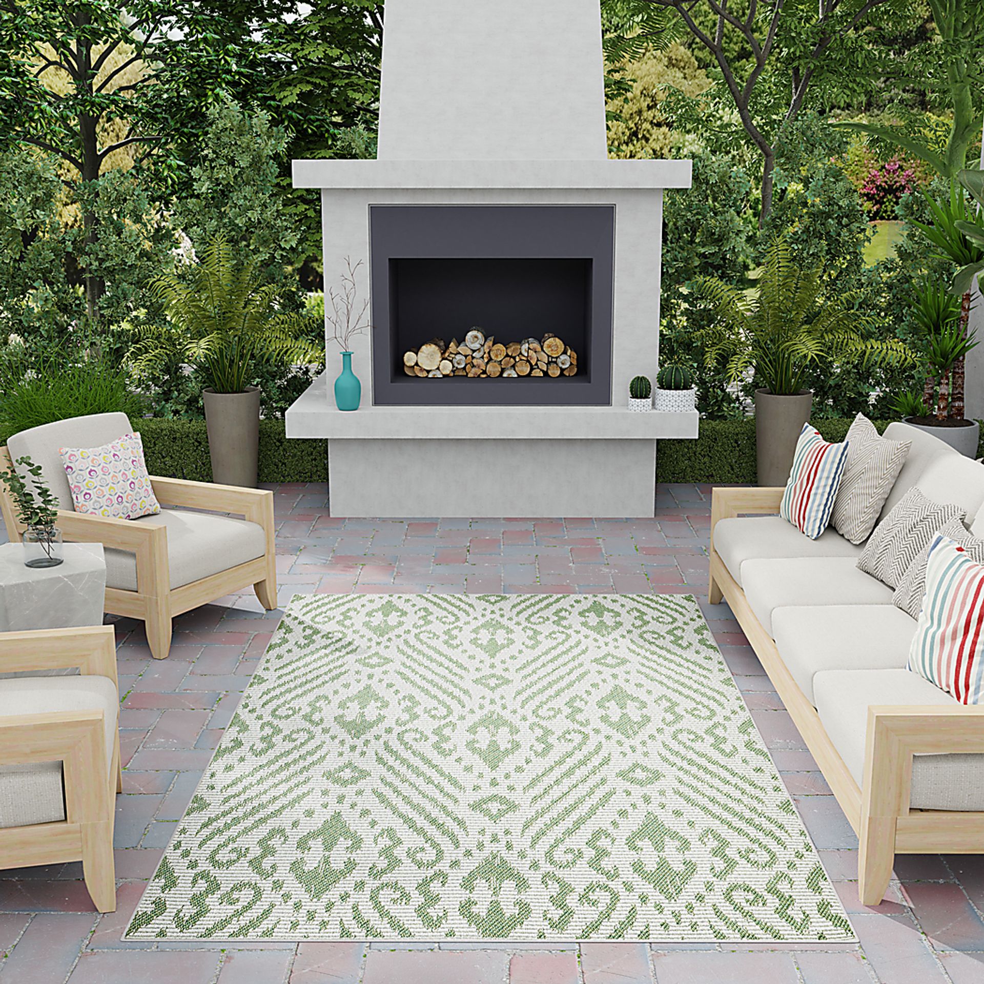 Bahart Green 7'10 x 9'10 Indoor/Outdoor Rug - Image 2