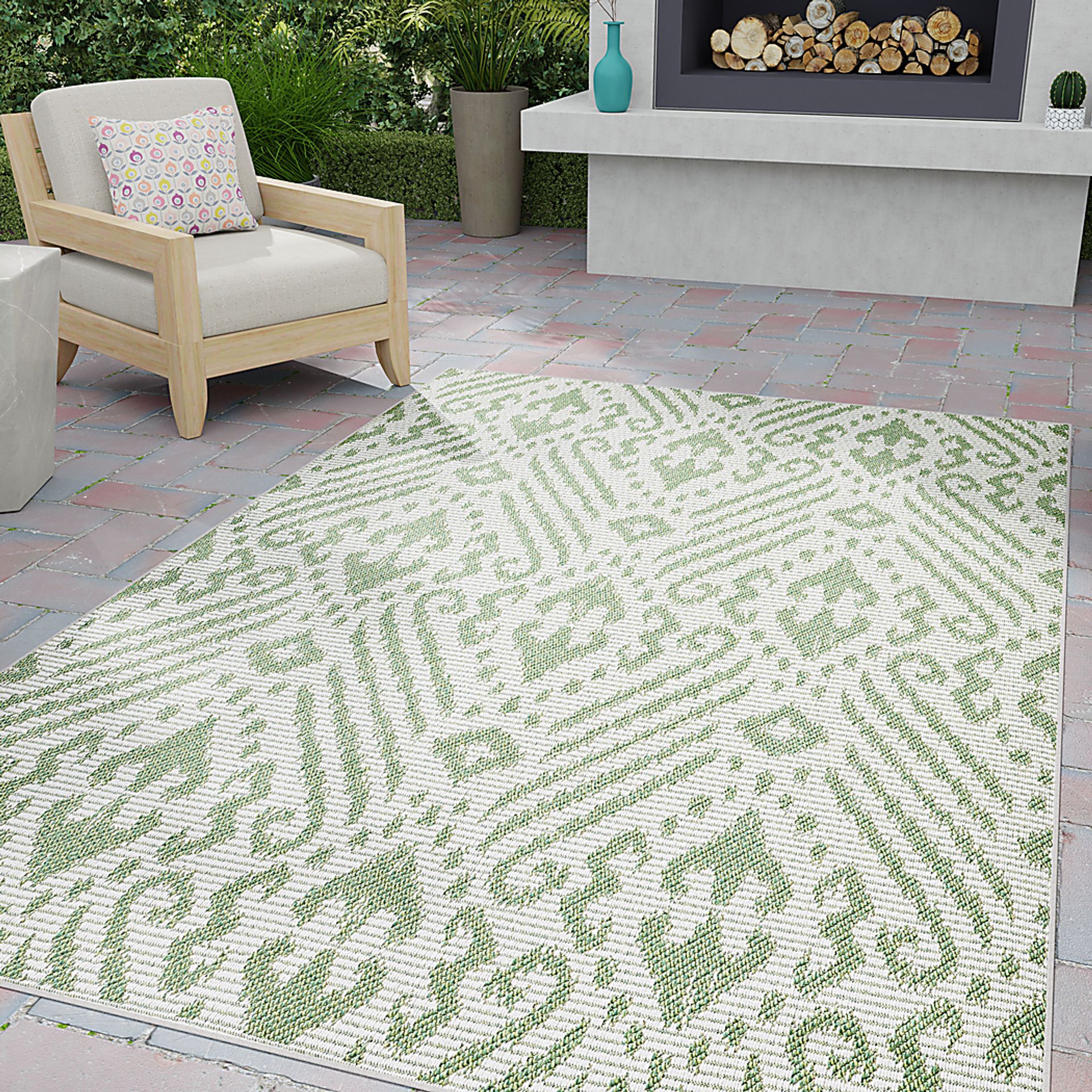 Bahart Green 7'10 x 9'10 Indoor/Outdoor Rug - Image 4