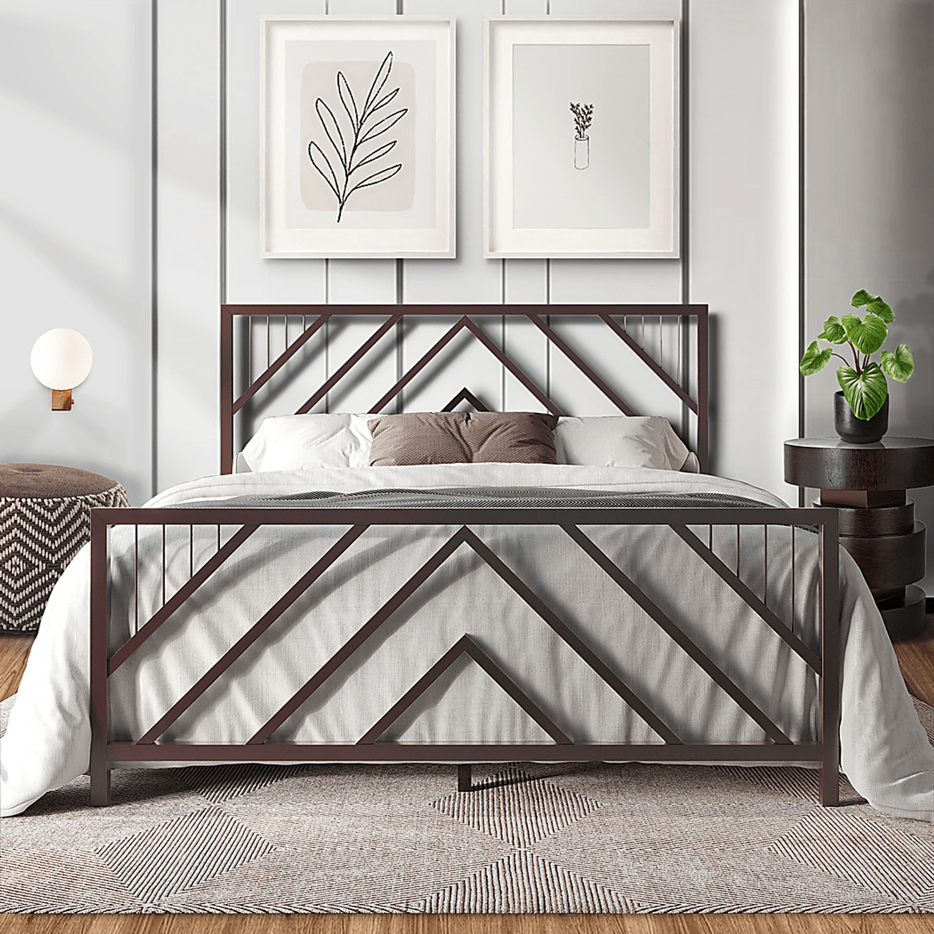 Bainfair Brown King Metal Bed - Image 2