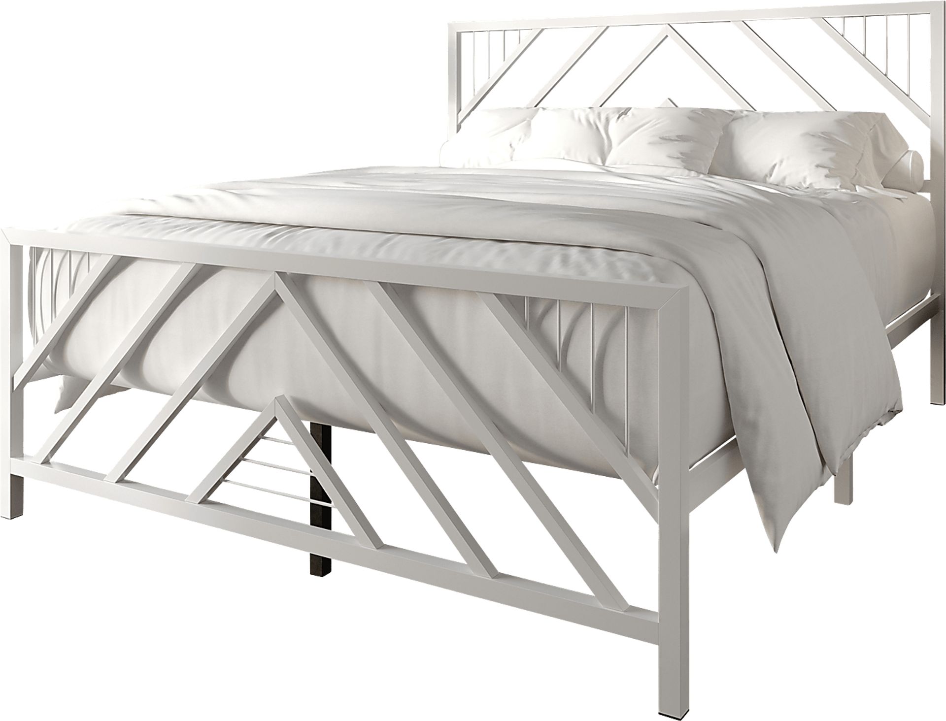 Bainfair White King Metal Bed - Image 1