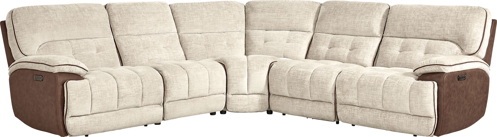 Bakersfield Beige 5 Pc Dual Power Reclining Sectional - Image 3