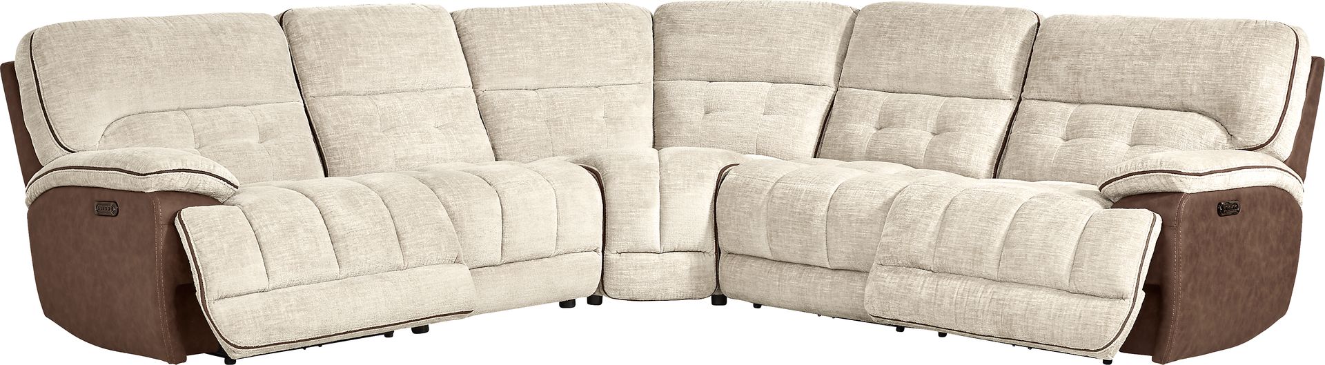 Bakersfield Beige 5 Pc Dual Power Reclining Sectional - Image 1