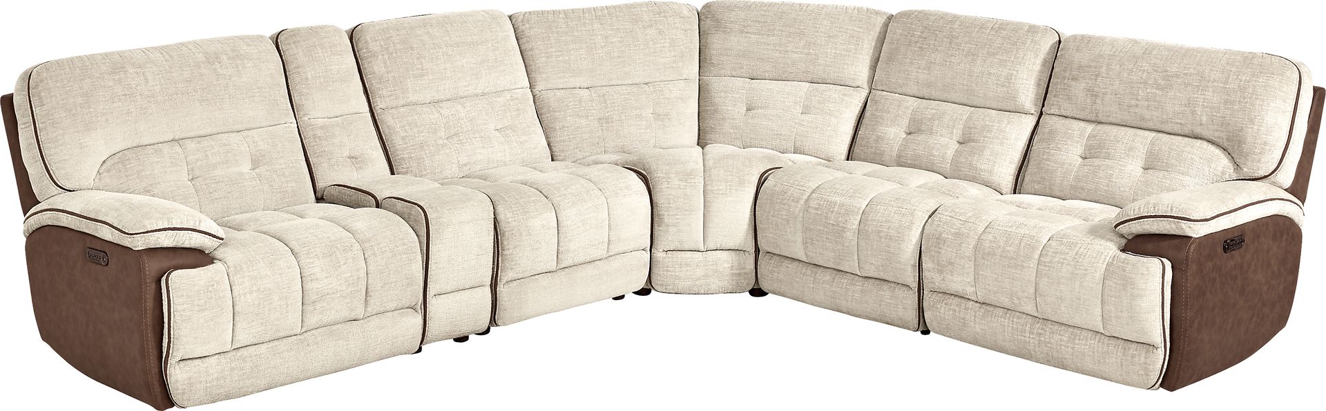 Bakersfield Beige 6 Pc Dual Power Reclining Sectional - Image 3