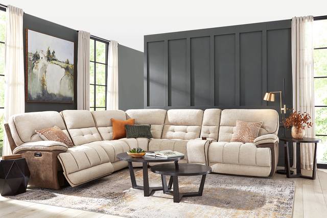 Bakersfield Beige 6 Pc Dual Power Reclining Sectional - Thumbnail - Image 2