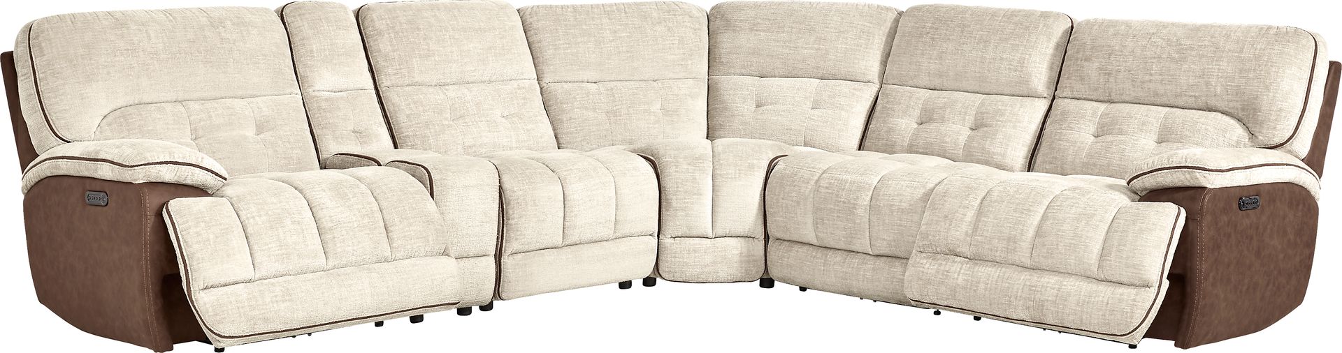 Bakersfield Beige 6 Pc Dual Power Reclining Sectional - Image 1