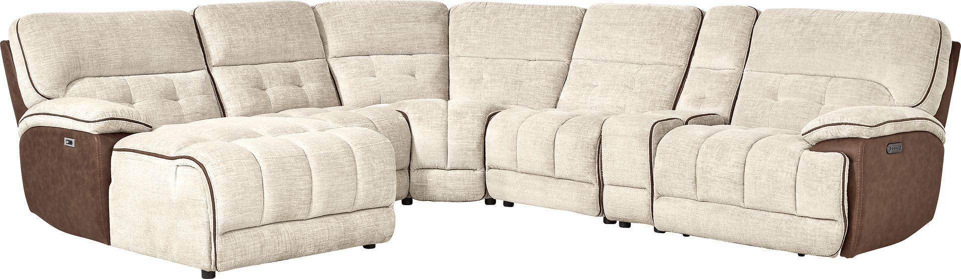 Bakersfield Beige 6 Pc Dual Power Reclining Sectional - Image 3