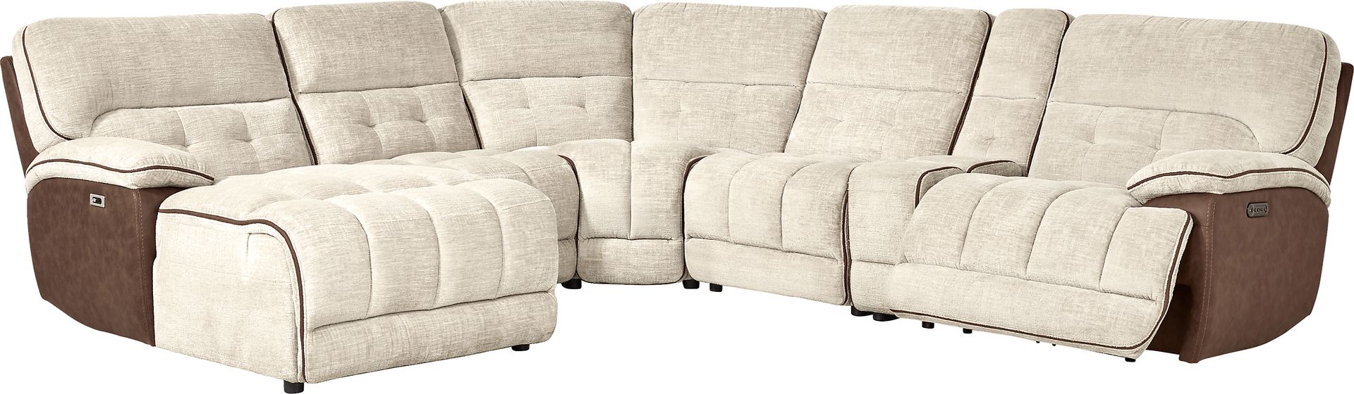 Bakersfield Beige 6 Pc Dual Power Reclining Sectional - Image 1