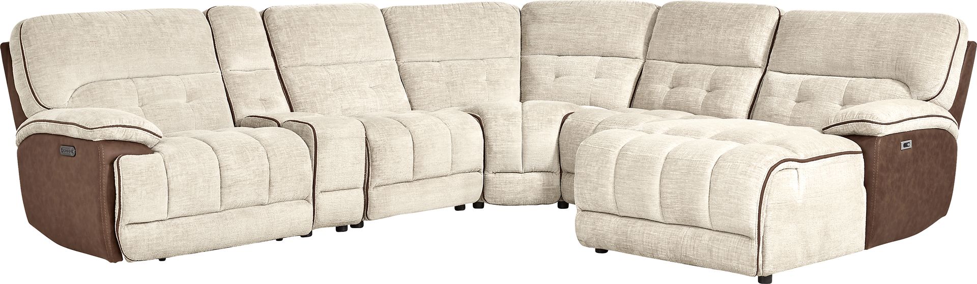 Bakersfield Beige 6 Pc Dual Power Reclining Sectional - Image 3