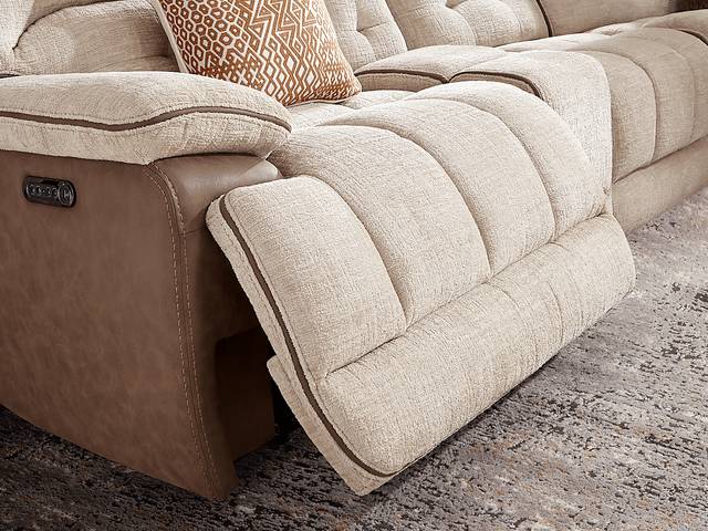 Bakersfield Beige 6 Pc Dual Power Reclining Sectional - Thumbnail - Image 4