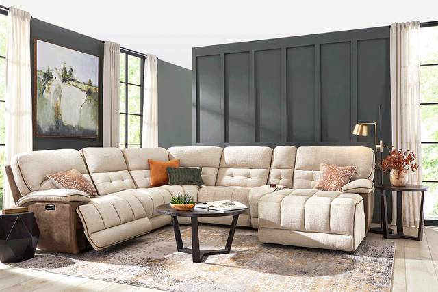 Bakersfield Beige 6 Pc Dual Power Reclining Sectional - Thumbnail - Image 2