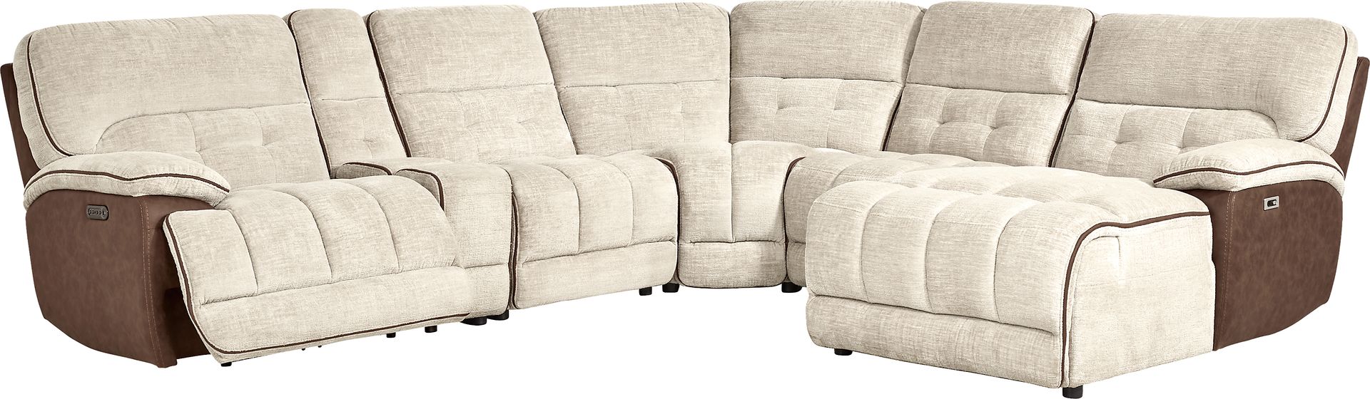 Bakersfield Beige 6 Pc Dual Power Reclining Sectional - Image 1