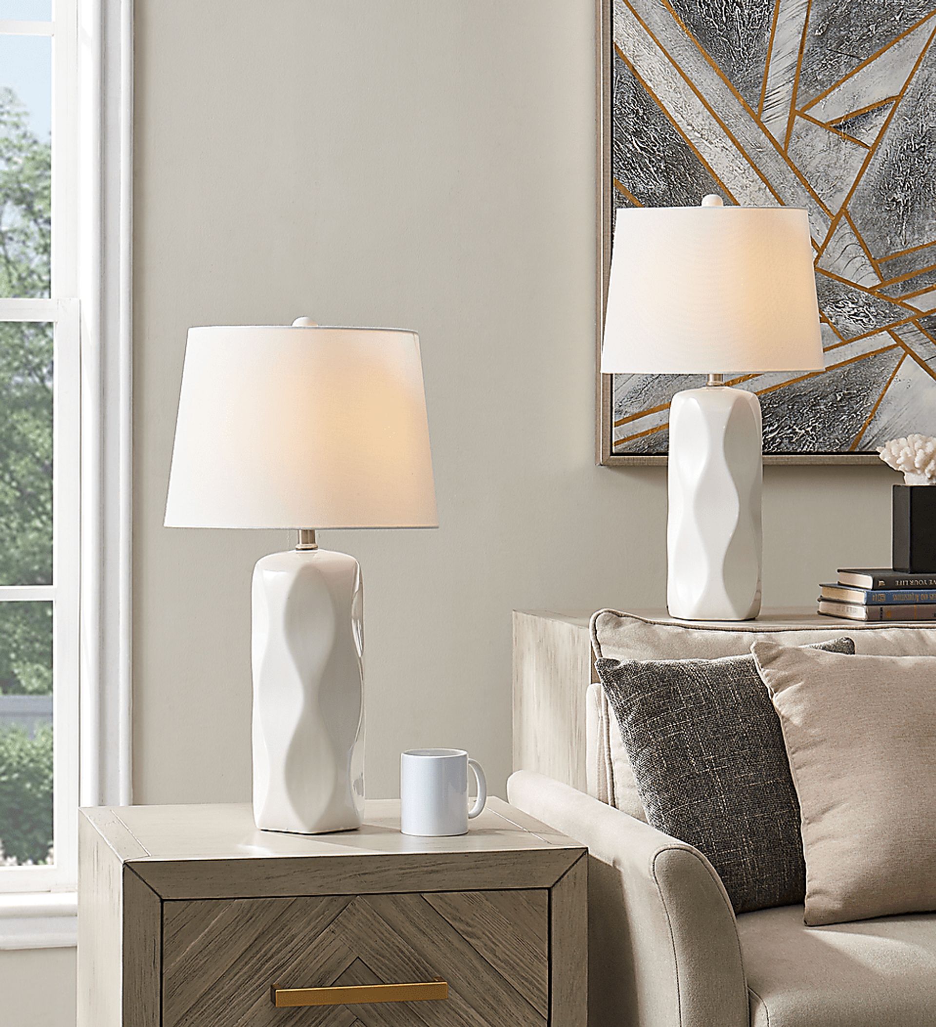 Balbach White Table Lamps, Set of 2 - Image 4