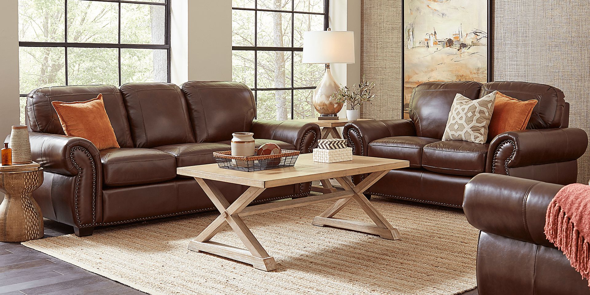 Balencia Dark Brown Leather 3 Pc Living Room - Image 1
