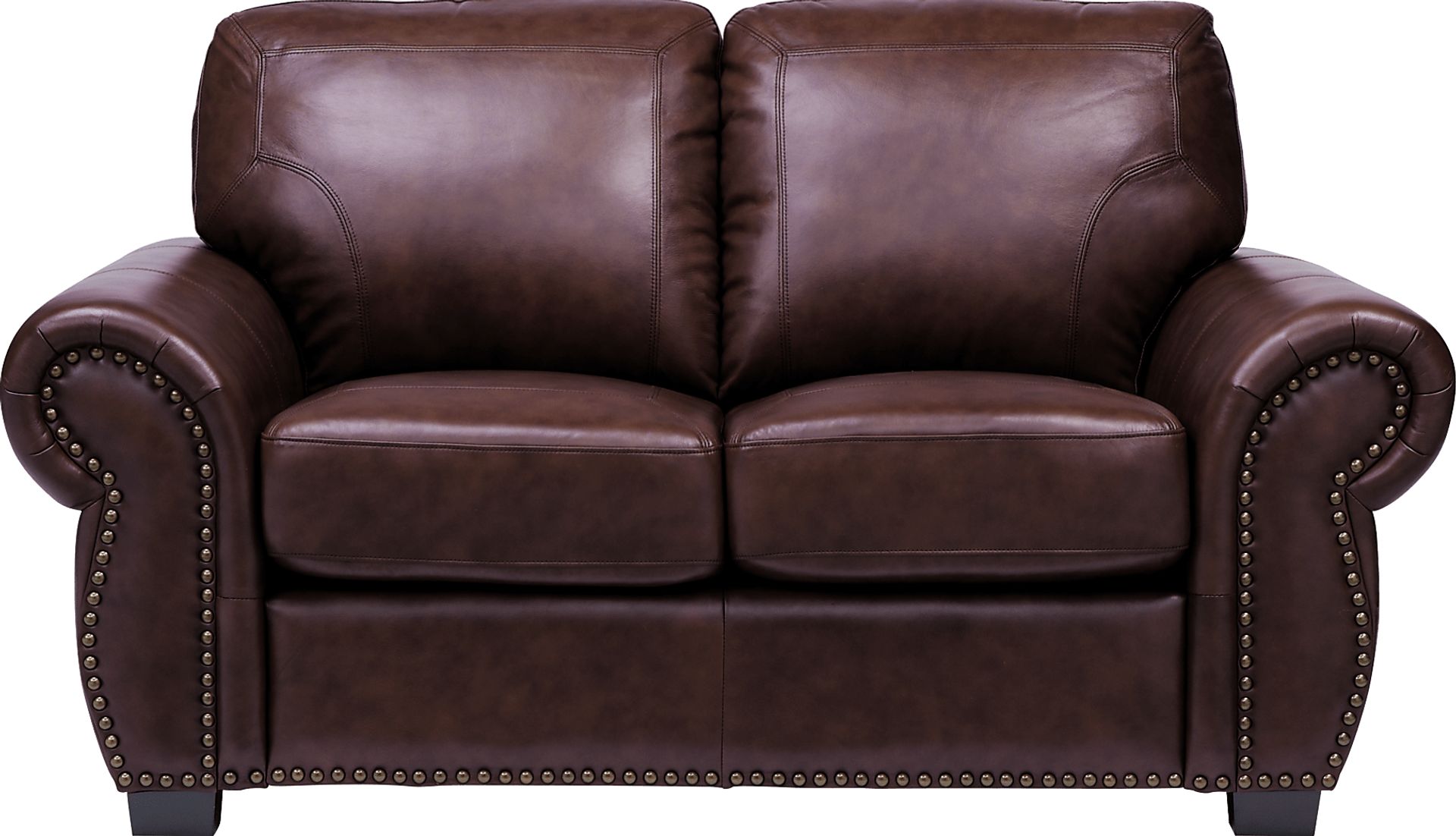 Balencia Dark Brown Leather Loveseat - Image 1