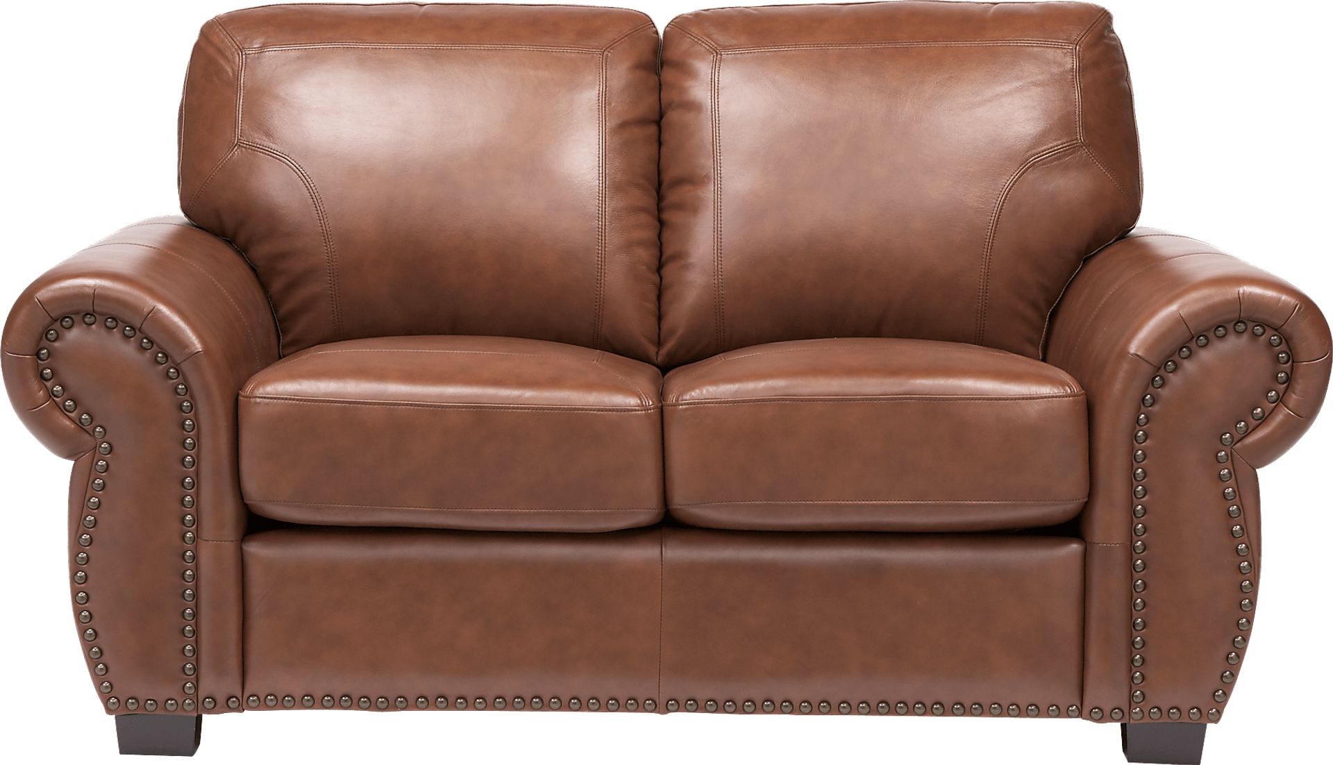 Balencia Light Brown Leather Loveseat - Image 1