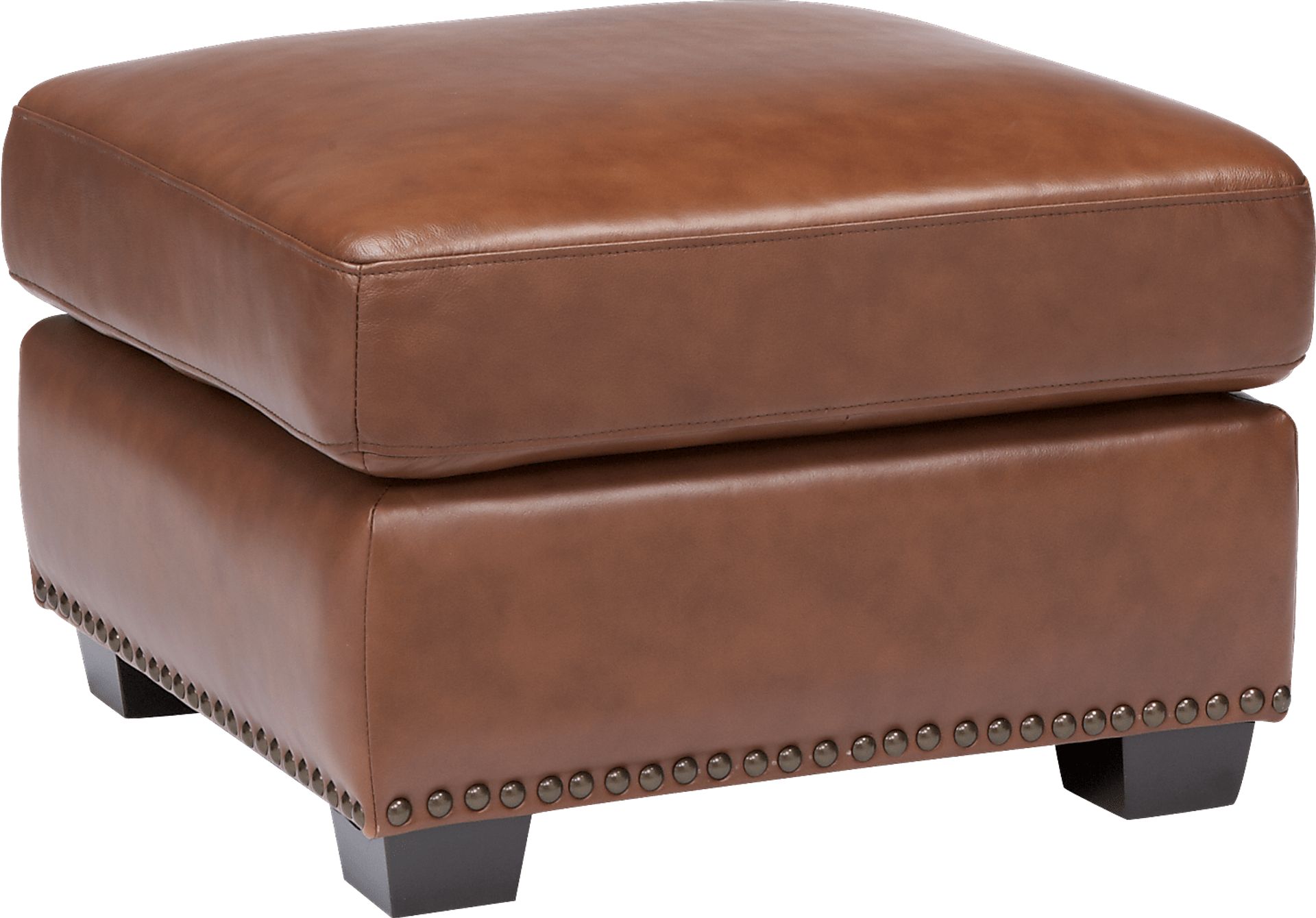 Balencia Light Brown Leather Ottoman - Image 1