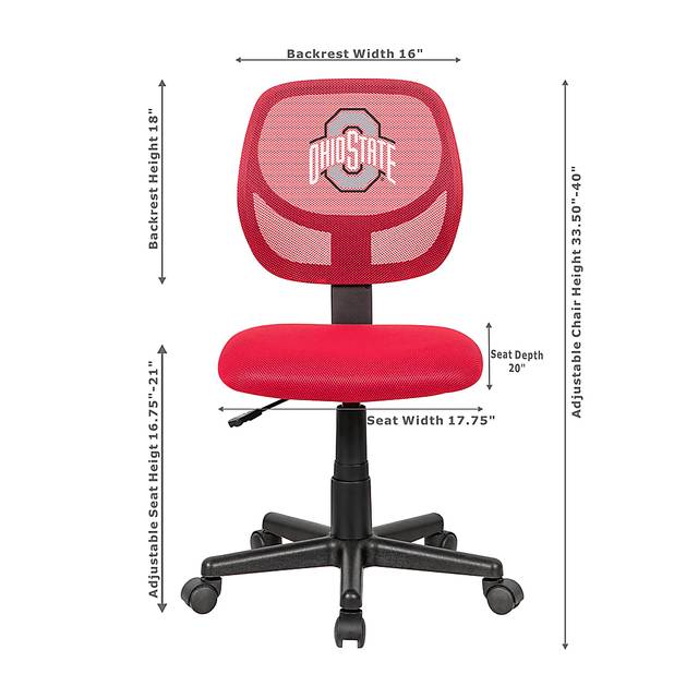 Ball Hacker NCAA Ohio State Red Desk Chair - Thumbnail - Image 5