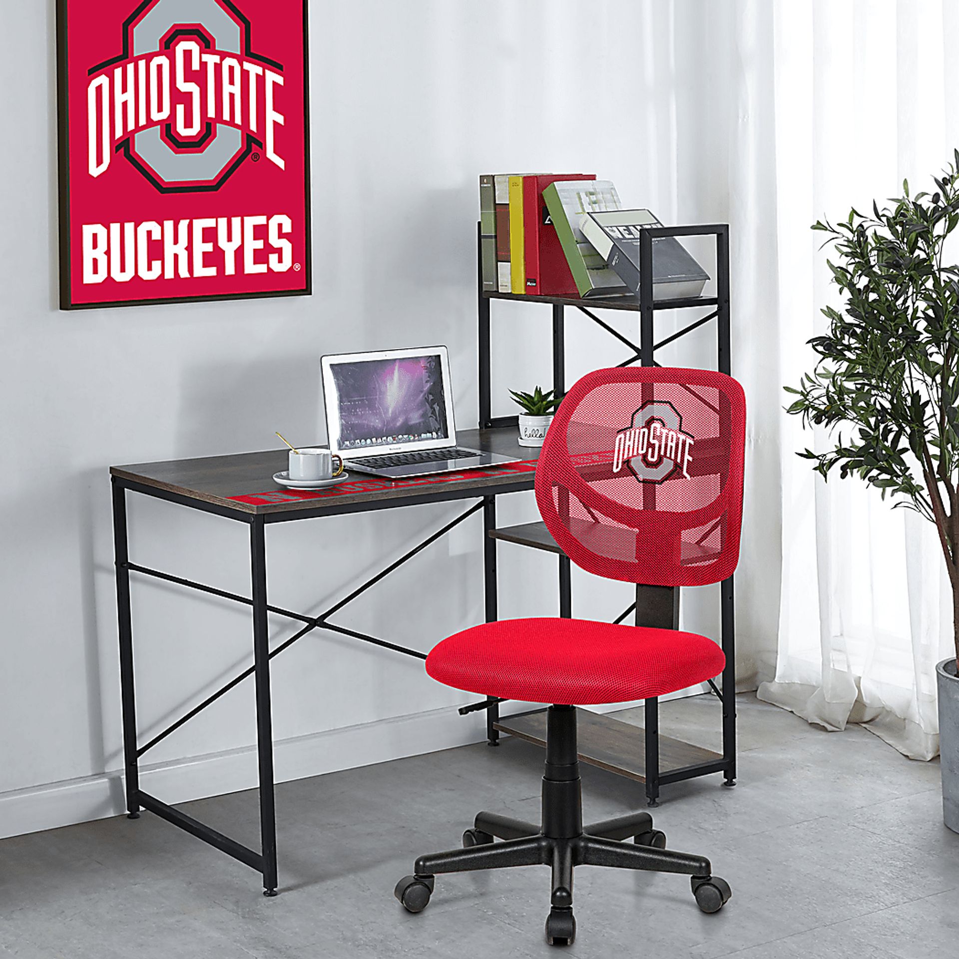 Ball Hacker NCAA Ohio State Red Desk Chair - Image 6