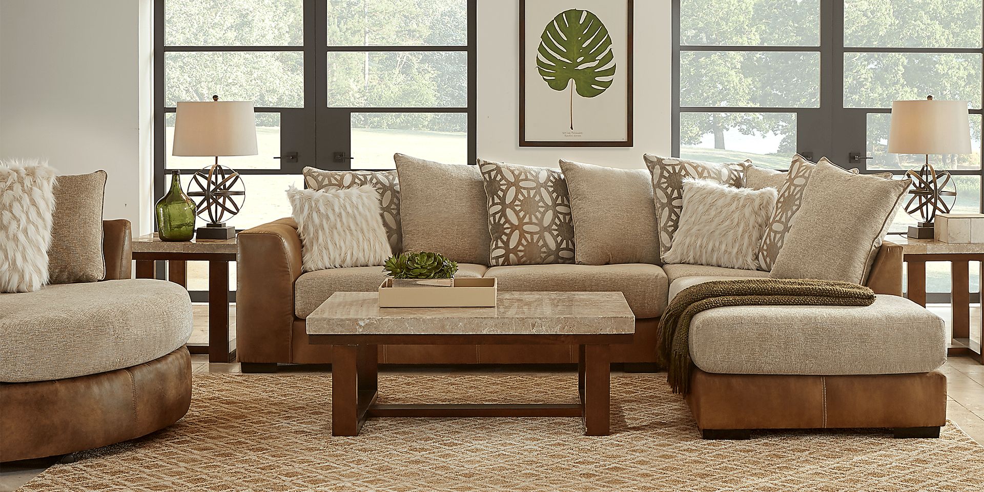 Ballinger Beige 6 Pc Sectional Living Room - Image 1