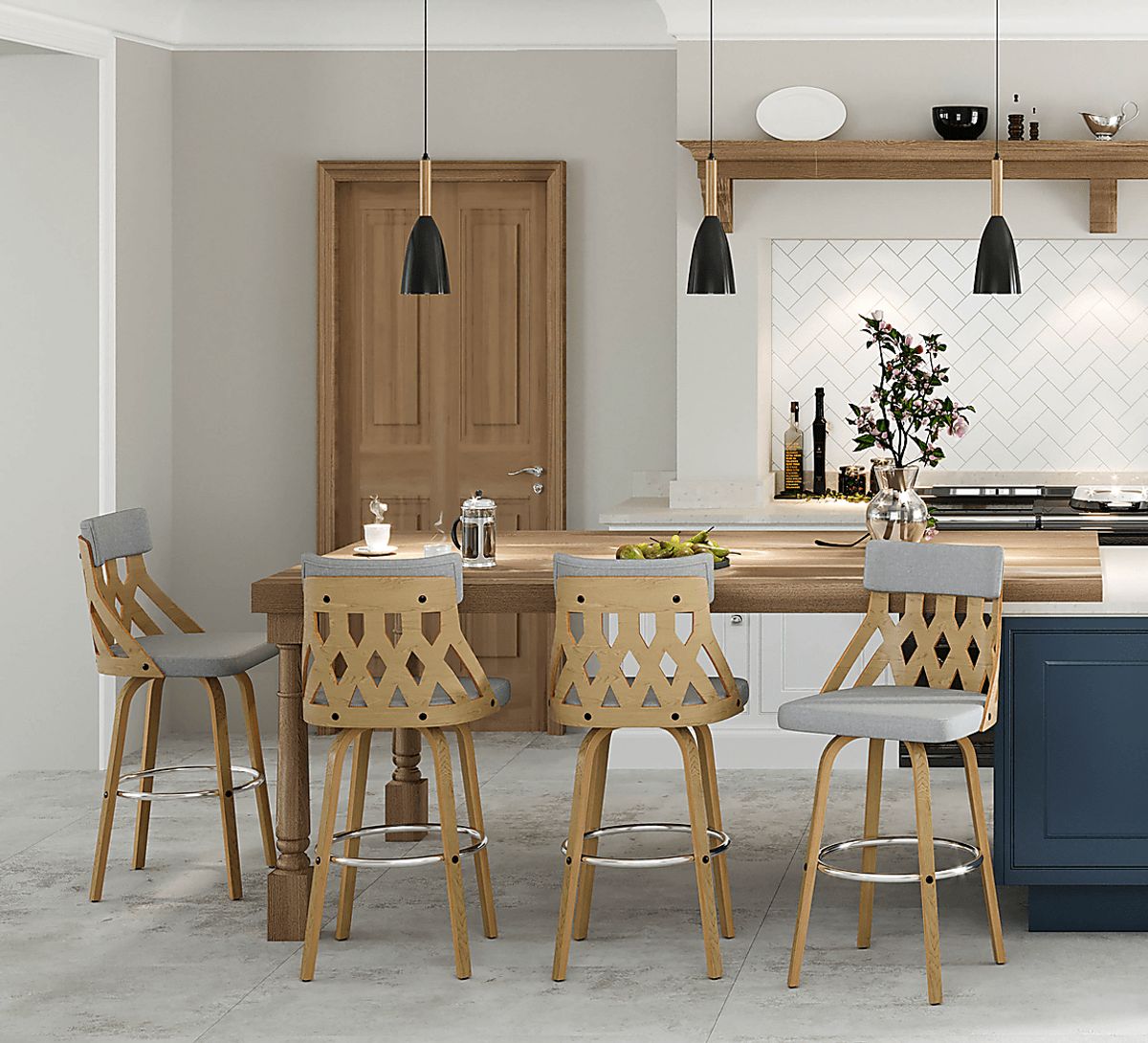 Bamberg Natural Light Wood Gray Counter Stool | Rooms to Go
