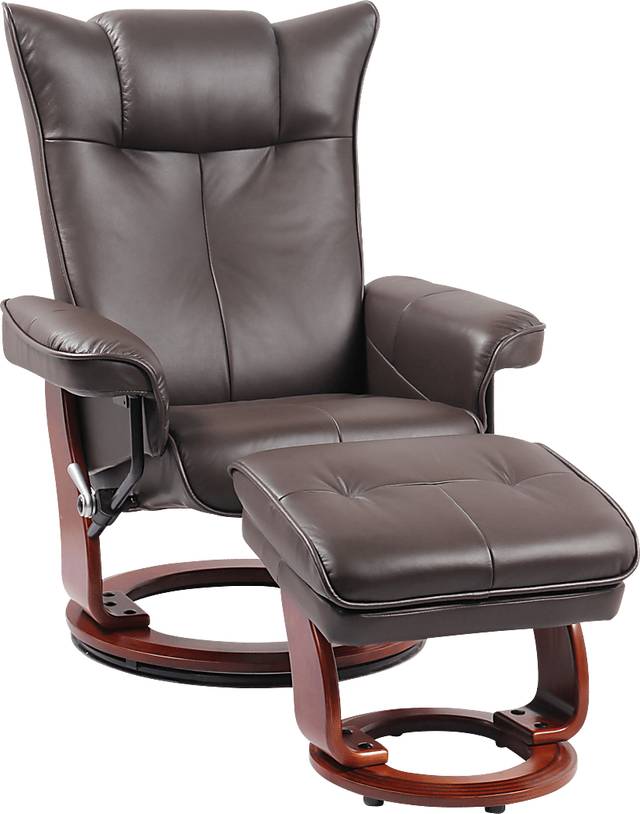 Bamell Brown Recliner and Ottoman - Thumbnail - Image 1