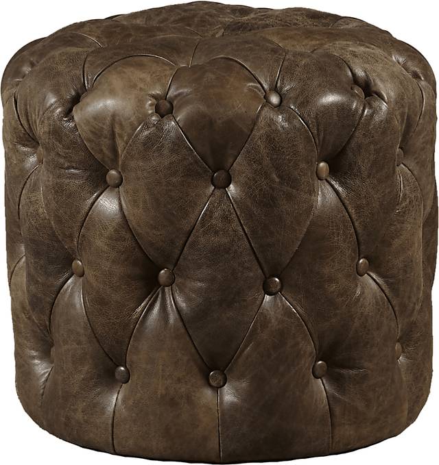 Bampton Brown Leather Ottoman - Thumbnail - Image 1
