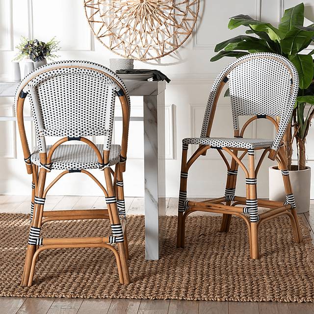 Bandyn Navy and White Counter Height Stool, Set of 2 - Thumbnail - Image 2