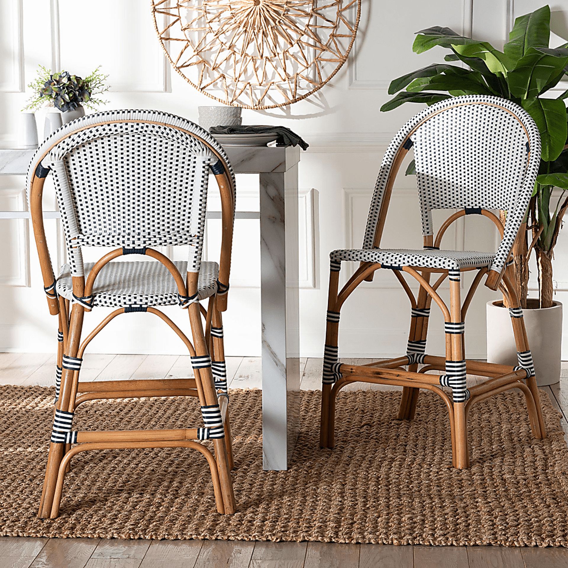 Bandyn Navy and White Counter Height Stool, Set of 2 - Image 2