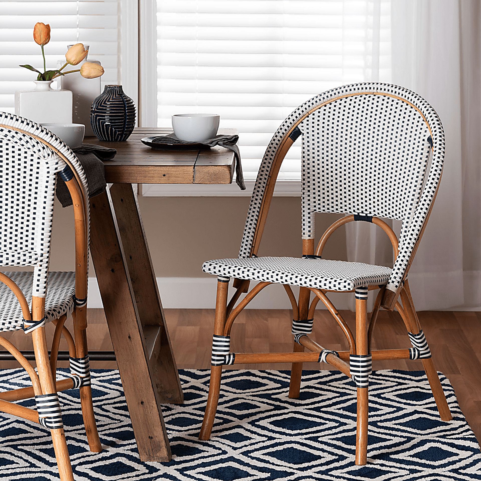 Bandyn Navy and White Dining Chair - Image 2