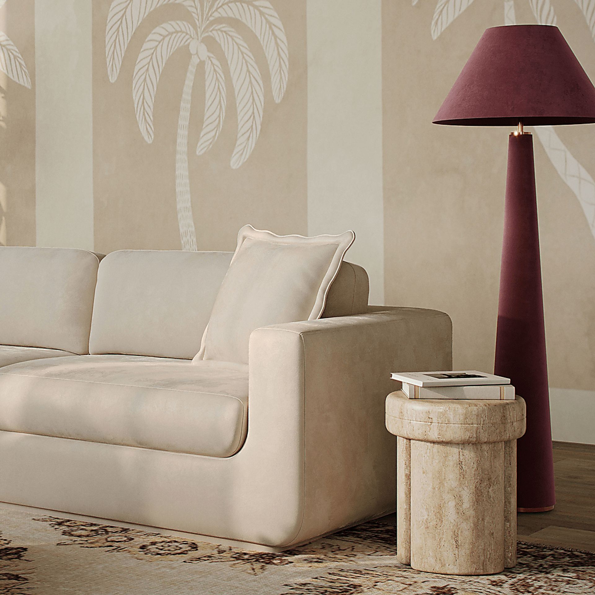 Banneker Shade Burgundy Floor Lamp - Image 2