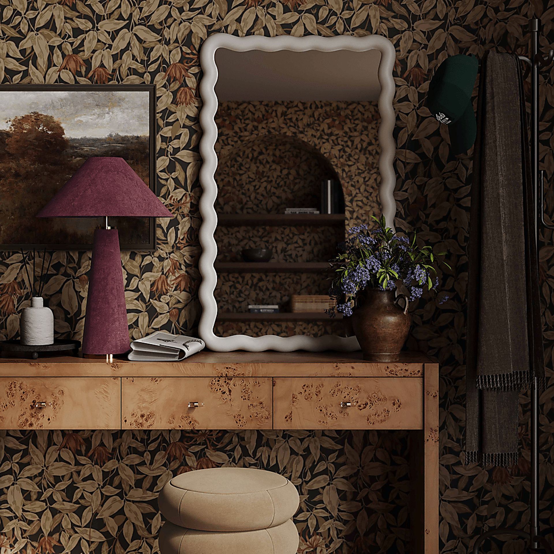 Banneker Shade Burgundy Lamp - Image 2