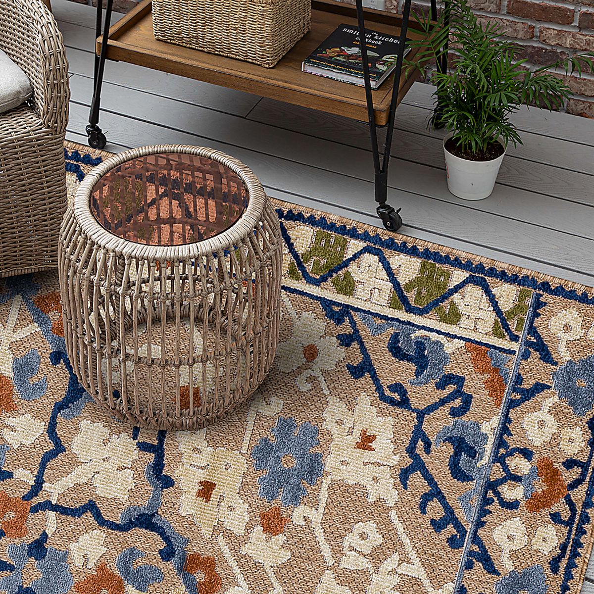 Bannia Bay Beige,Blue,Rust Beige,Blue,Red Outdoor Rugs | Rooms to Go