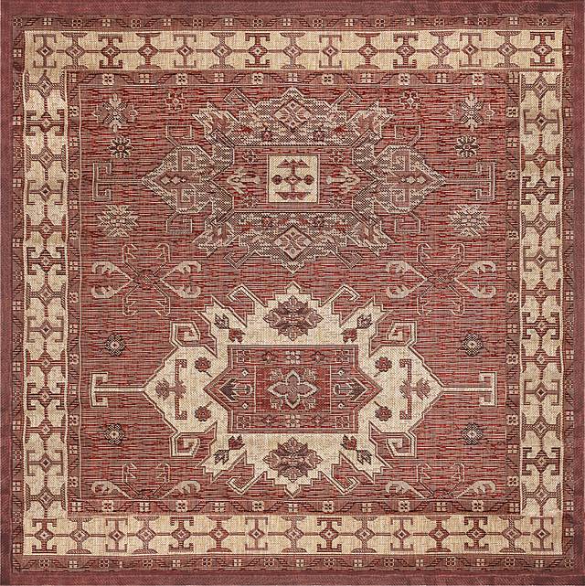 Bannigan Red 7'10 Square Indoor/Outdoor Rug - Thumbnail - Image 1
