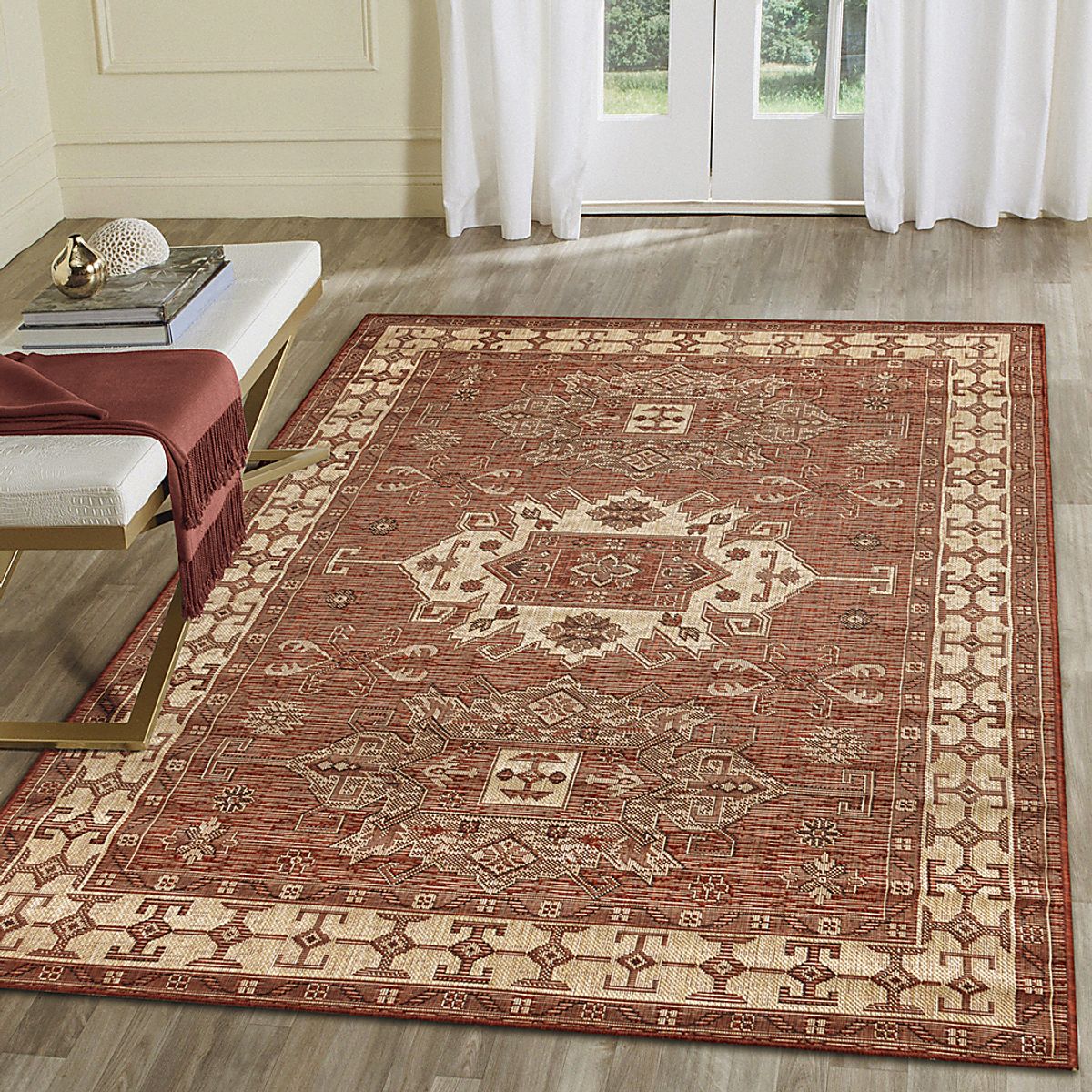 Bannigan Red Outdoor Rugs | Rooms to Go